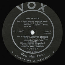 Load image into Gallery viewer, Carl Philipp Emanuel Bach, Johann Christian Bach, Johann Christoph Friedrich Bach, Wilhelm Friedemann Bach - Helma Elsner, Mainzer Kammerorchester, Günter Kehr : Sons Of Bach (LP, Mono)