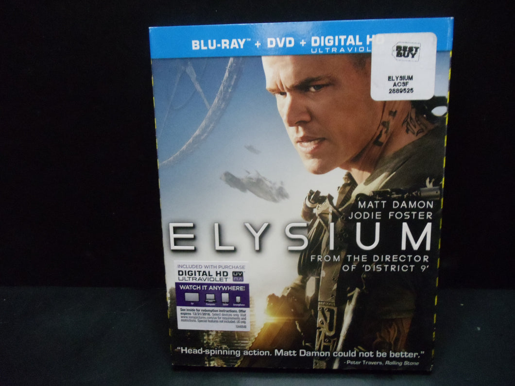 Elysium (Blu-ray, DVD, 2013, 2 Disc set)